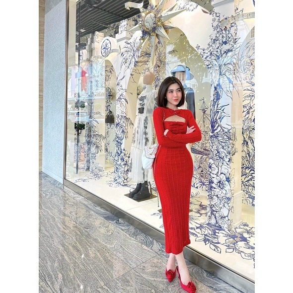 Đầm Thiết Kế Cutout Lưng Ngực Siêu Sexy Tôn Dáng Chất Ren Cao Cấp Mã CH