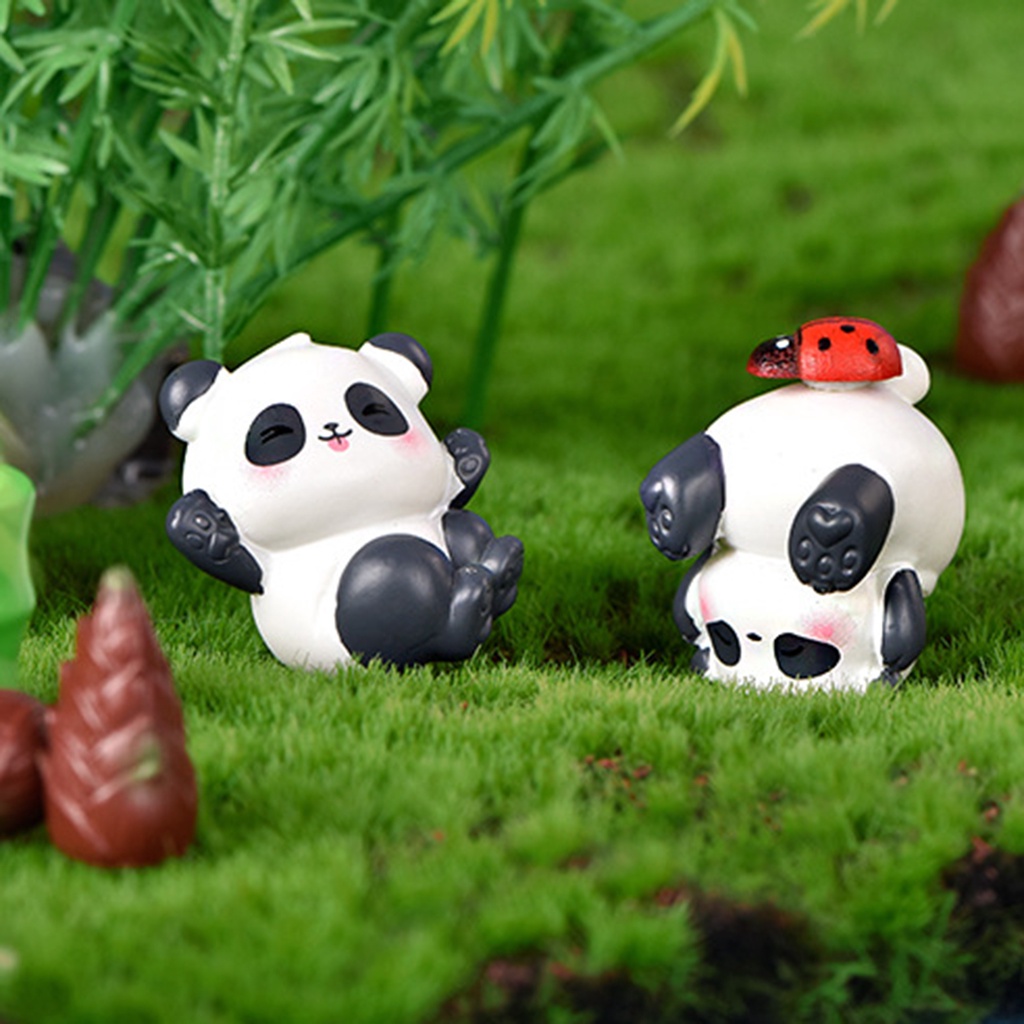 Mô Hình Gấu Trúc Hoạt Hình Bằng Nhựa Resin Dễ Thương Trang Trí Sân Vườn