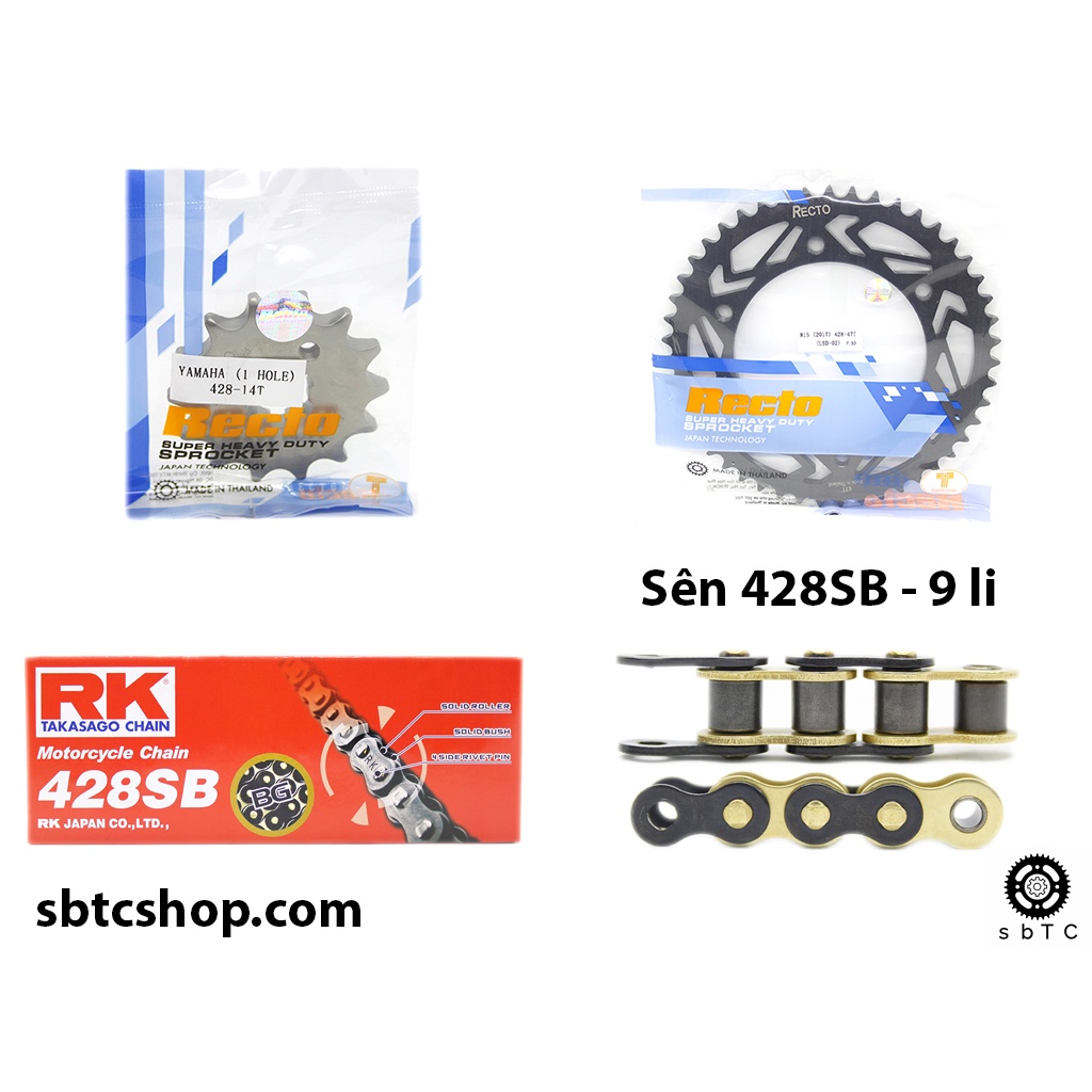 NSD Nhông dĩa RECTO sên RK vàng đen R15V3 MT15 FZ155 XSR155 chính hãng