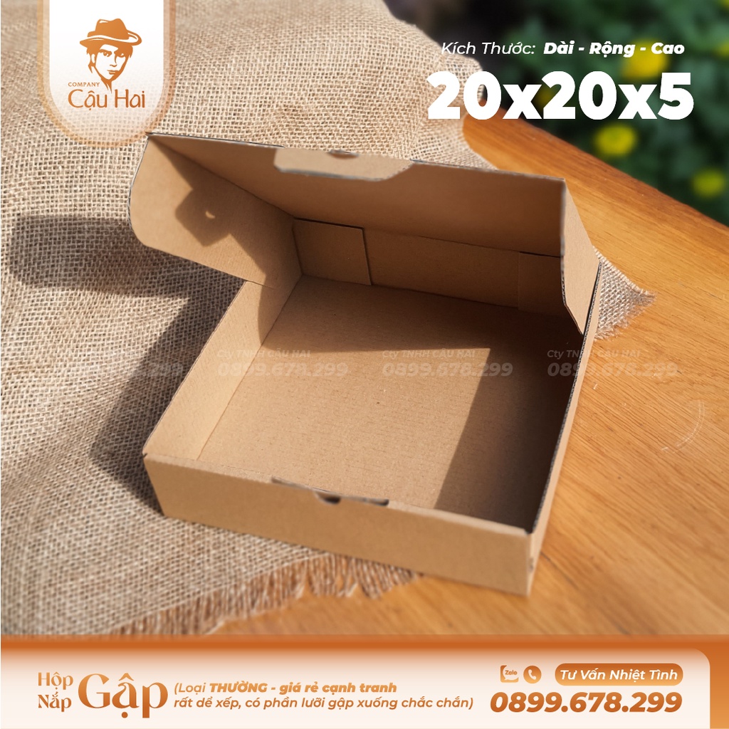 Set 20 hộp carton nắp GẬP 20x20x5
