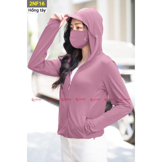 Áo chống nắng nữ thun lạnh 1 lớp CARDINA cao cấp kèm khẩu trang 3 lớp phiên bản 2022