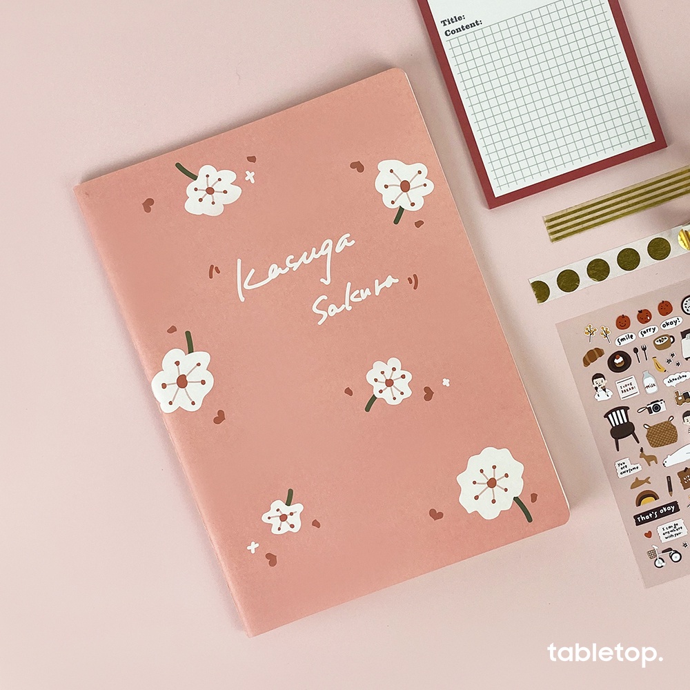 Vở/ Sổ kẻ ngang size lớn B5  Pastel Floral - bìa giấy in hình hoa/ floral nữ tính và siêu dễ thương