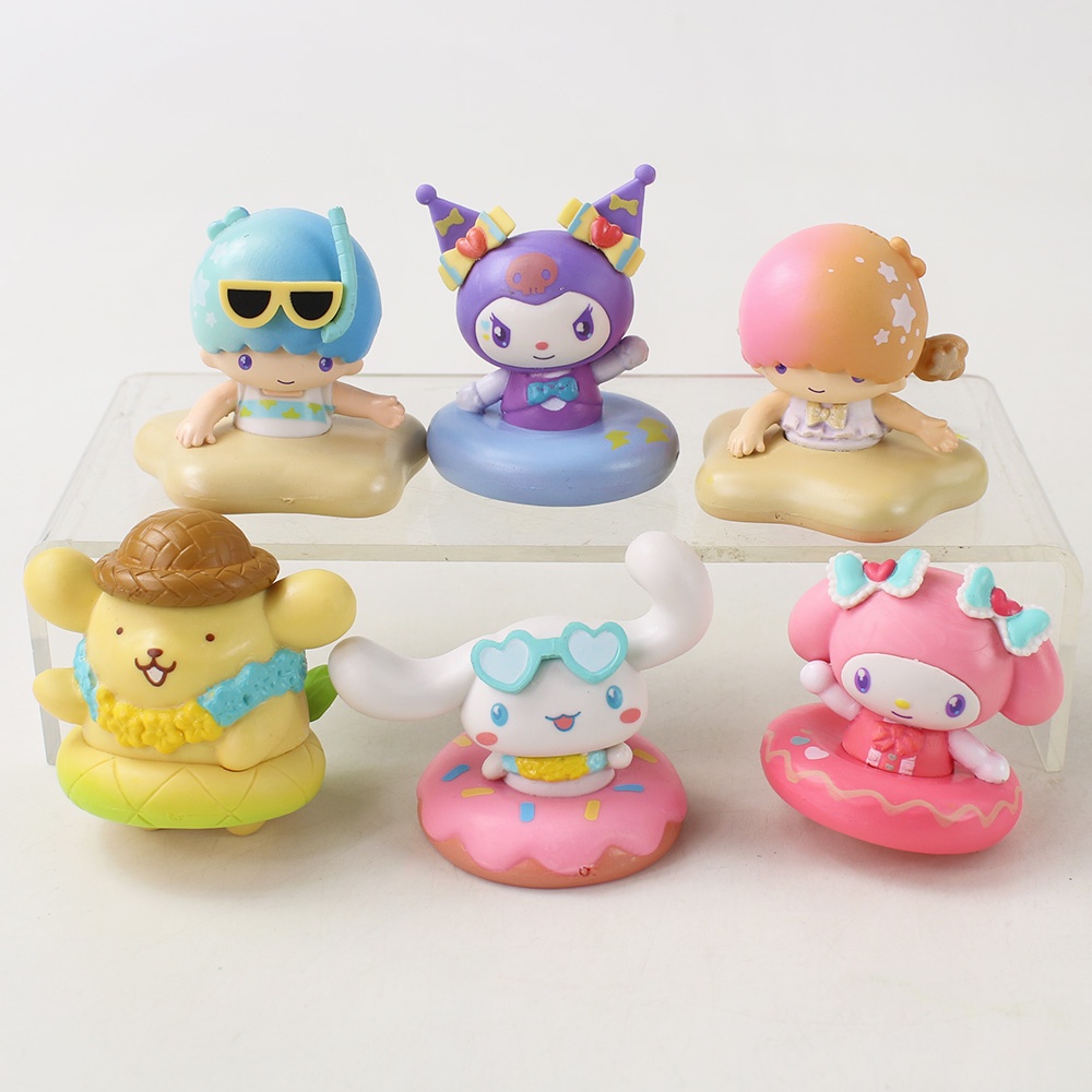 SANRIO Set 6 Mô Hình Mô Phỏng Nhân Vật Phim Hoạt Hình my melody Cinnamoroll kuromi pom purin q