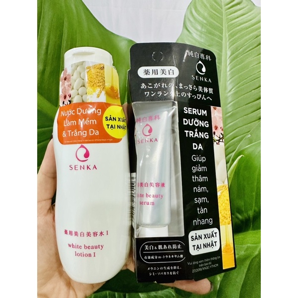 SENKA BỘ ĐÔI DƯỠNG ẨM VÀ DƯỠNG TRẮNG HỒNG MỊ MƯỢT (WHITE BEAUTY LOTION 20ml + WHITE BEAUTY SERUM 35g)