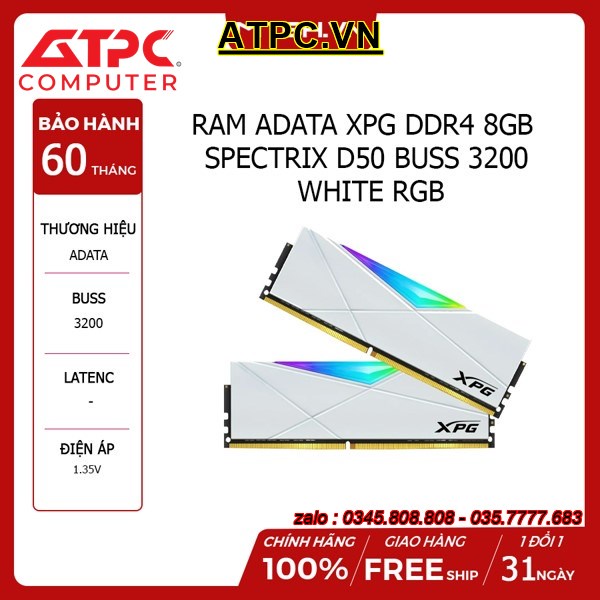 Ram PC Adata XPG Spectrix D50 DDR4 8GB 16GB 3200MHz RGB