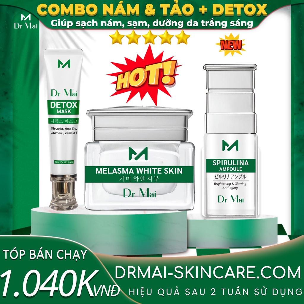 Dr Mai Malasma White Skin Combo ngăn ngừa nám sạm da giúp da trắng sáng