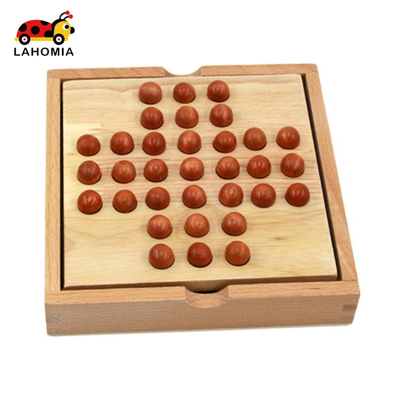 LAHOMIA Đồ chơi cờ cắm cọc 33 viên phong cách cổ điển bằng gỗ