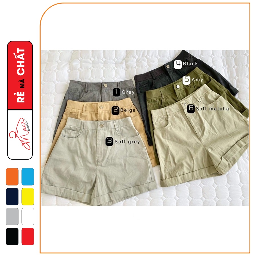 [Mã BMLT35 giảm đến 35K đơn 99K] Quần short nư ống rộng khoá chất kaki tuyết dãn cao cấp nữ shot cộc lụa - MAC boutique