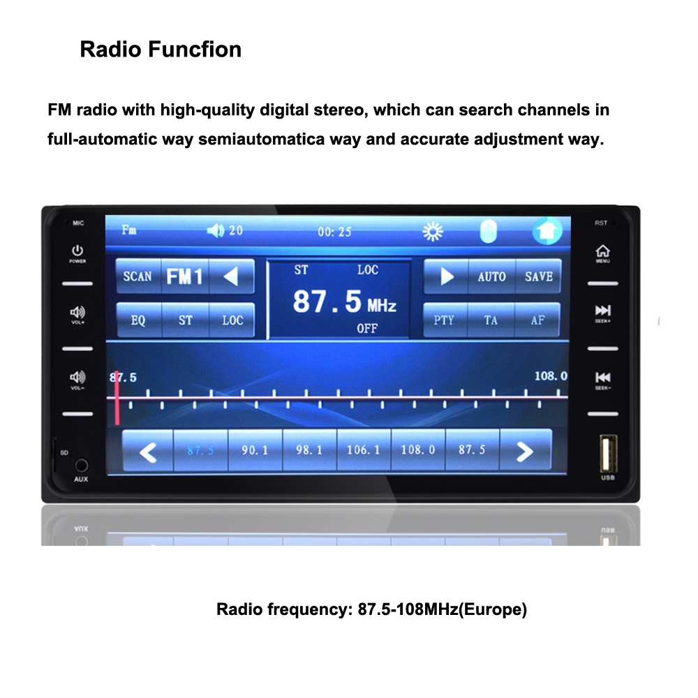 Màn hình cảm ứng hd 7 '' 2 din radio car multimedia player android / ios mirror link bluetooth audio radio stereo cho toyota