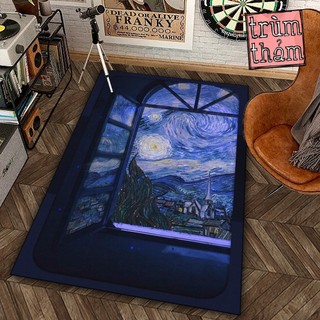 Thảm Trang Trí Starry Night Van Gogh Đêm Đầy Sao Decor Góc Học Tập Làm Việc Phòng Ngủ Phòng Khách Văn Phòng