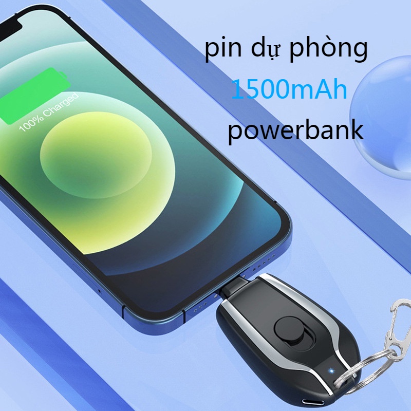 【COD】1500MAh Sạc Dự Phòng Cho iPhone Android Type-C Chìa Khóa Ô Tô Mini pin dự phòng Sạc Nhanh Di Động Khẩn Cấp