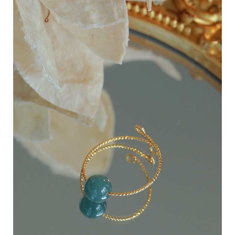 [Năm Mới] Vòng Đeo Tay Hở Đính Đá Sapphire Có Thể Điều Chỉnh Kích Cỡ