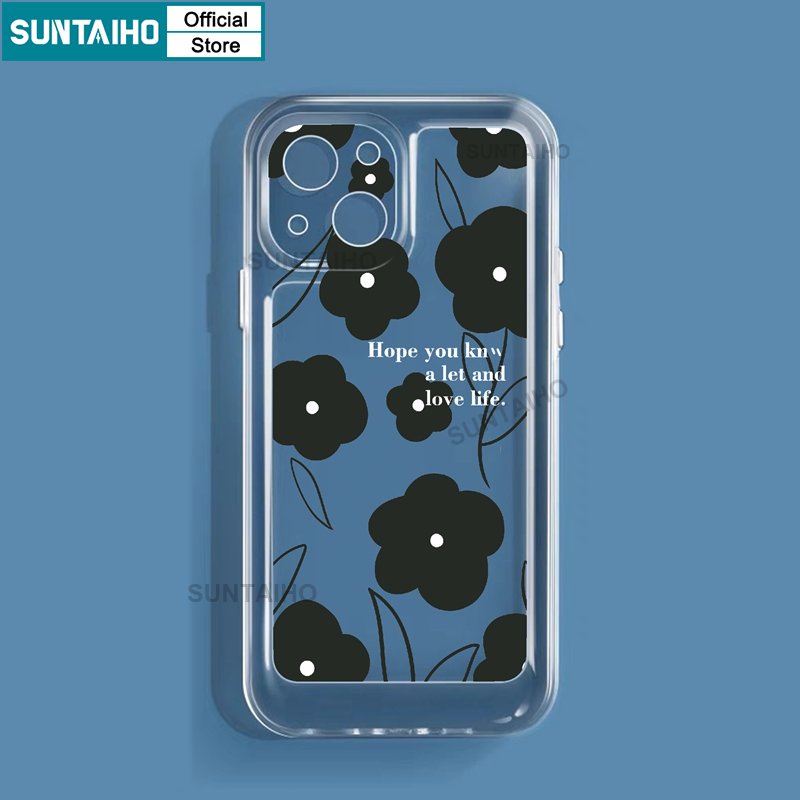 Suntaiho Ốp lưng iphone Ốp Điện Thoại dẻo trong suốt in họa tiết hoa thích hợp cho IPHONE 14 13 12 11 PRO MAX X XS XR XS MAX 7 8 PLUS