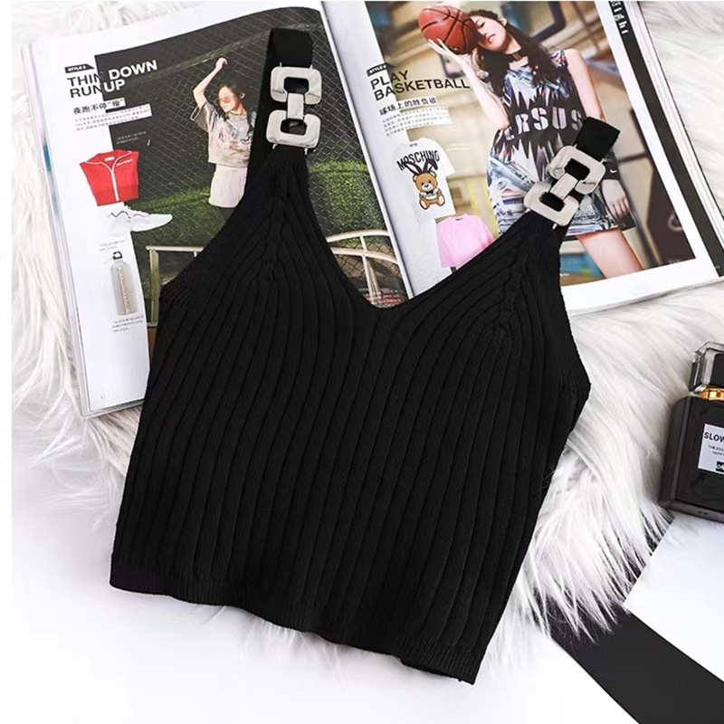 Áo len sát nách nữ phong cách sexy năng động 2139, Áo croptop len 2 dây ôm dáng form chuẩn chất vải dẹp co giản 2139