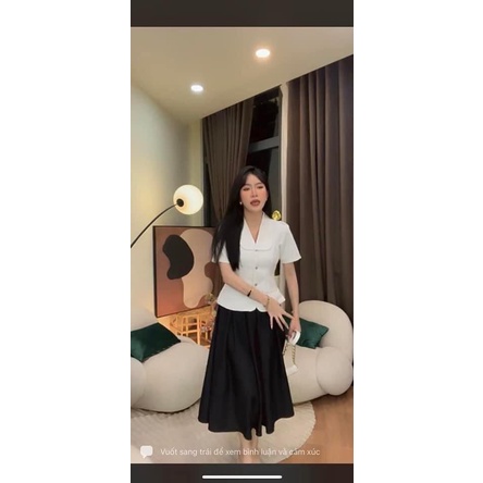 Pass Set dạ áo vest tay ngắn và chân váy dài Loan Lâm size S