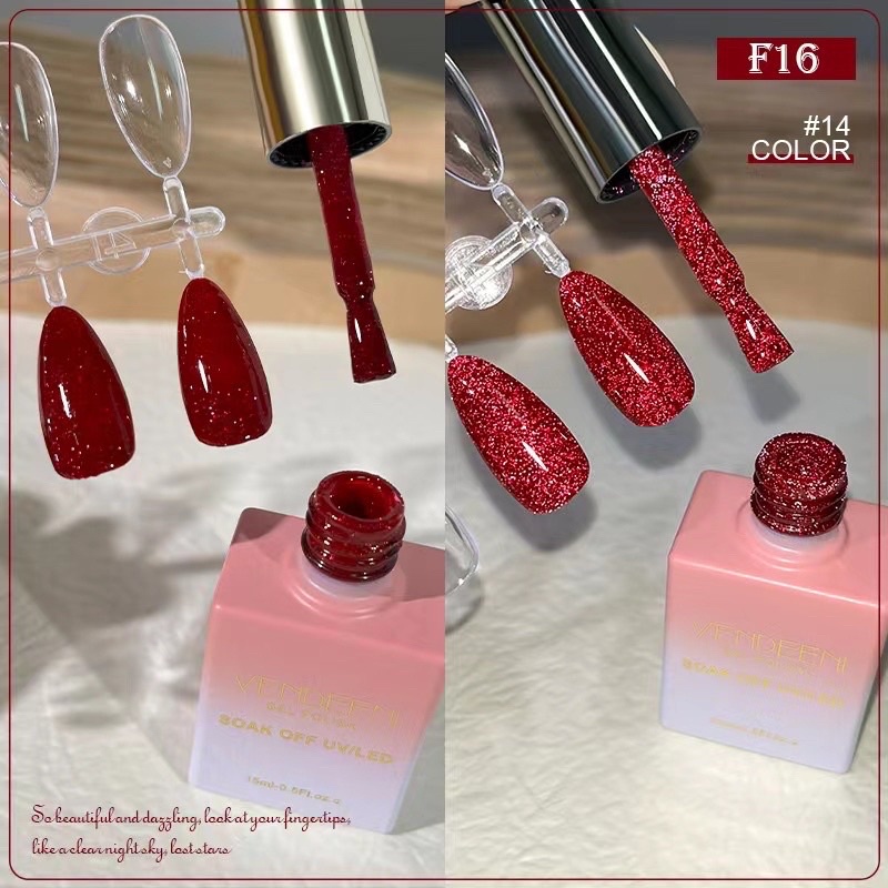 Sơn gel nhũ flash Vendeeni màu đỏ