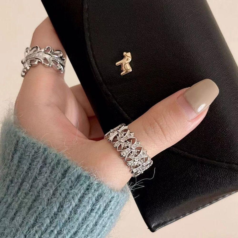 Nhẫn Chéo Bằng Kim Loại Thiết Kế Bất Đối Xứng Đơn Giản Cá Tính|Nhẫn Đeo Tay Phong Cách Hàn Quốc