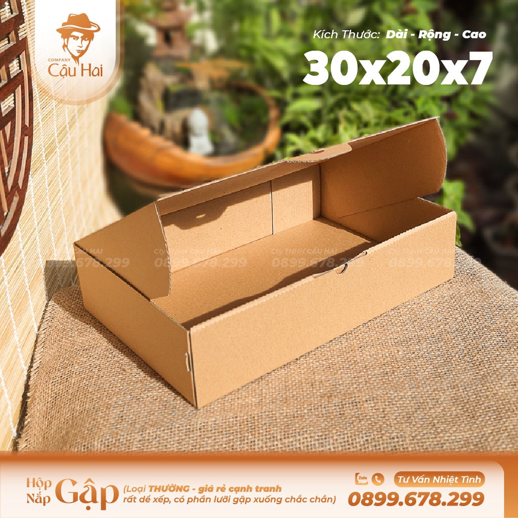 Set 50 hộp carton nắp GẬP 30x20x7