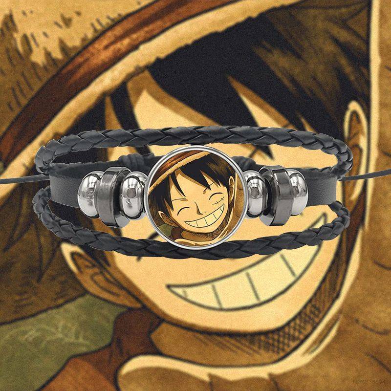 Vòng Tay Da Bện Đính Đá Nhân Vật Hoạt Hình One Piece Có Thể Điều Chỉnh Hóa Trang Nhân Vật Luffy Sanji Quà Tặ