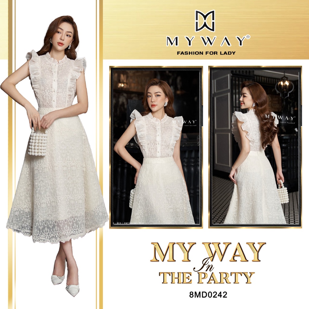 SET ÁO SƠ MI MY WAY CÁNH TIÊN CHÂN VÁY XÒE REN CAO CẤP 6MAB0856 - 6MCXB438