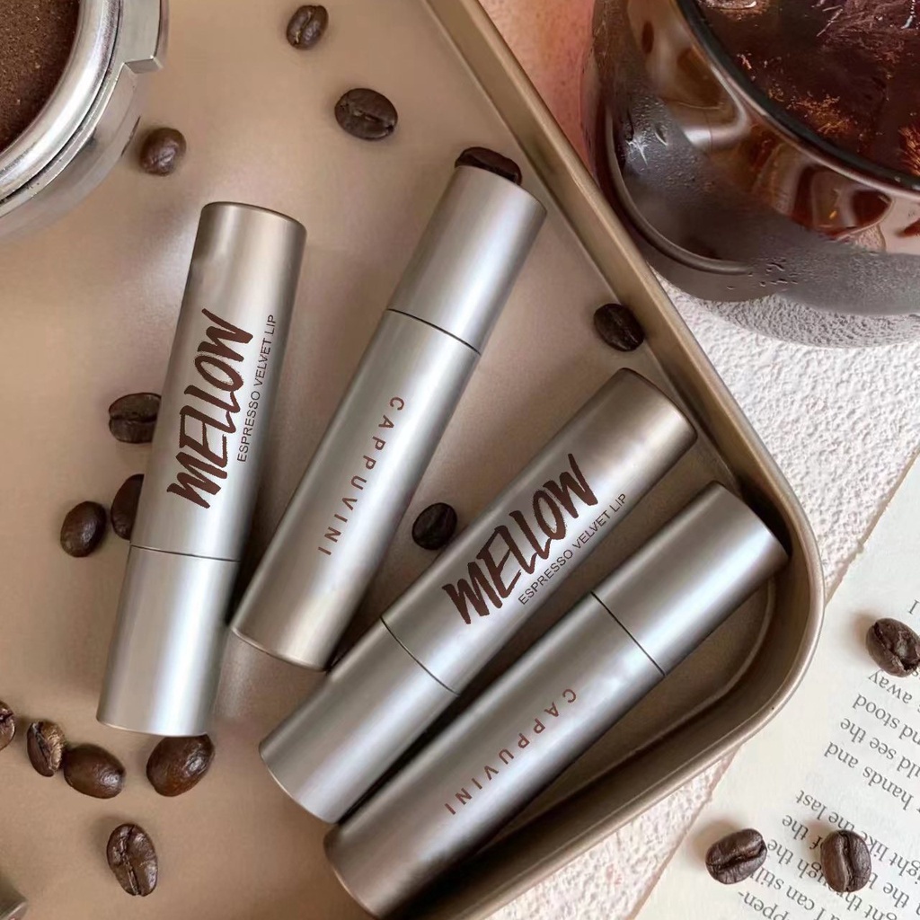 Son kem Cafe CAPPUVINI mềm mịn căng mọng môi Mellow Espresso Velvet Lip Tint Coffee CAPU52 cao cấp