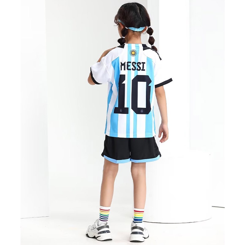 Planet áo đá bóng Áo bóng đá trẻ em số 10 Messi đồ bé trai áo đá banh