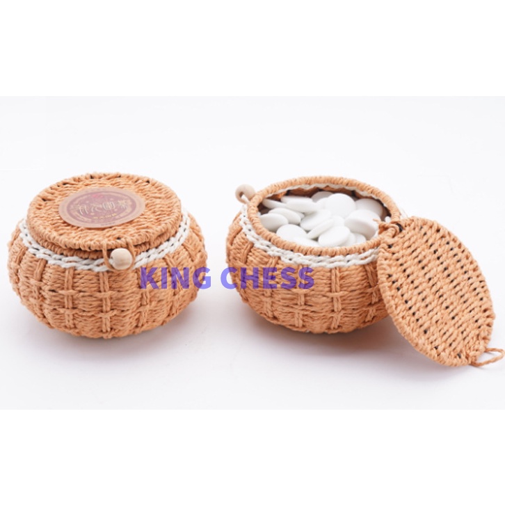 Quân cờ vây bằng sứ cao cấp (tặng kèm 2 hũ dệt và bàn da)