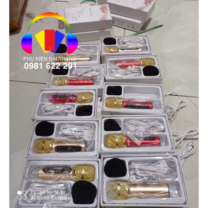 Mic c11 nâng cấp 2 dây cải tiến dây livestream dài 2m - Tặng 2 tai nghe hát 2 người - Tặng giá đỡ mic