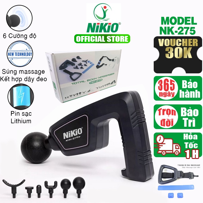 Súng Massage Giãn Cơ Toàn Thân Thế Hệ Mới Nikio NK-275 - Hỗ Trợ Mát Xa Chuyên Sâu, Giảm Đau Cơ, Cứng Khớp