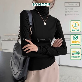 Áo giữ nhiệt nữ trơn mỏng tay dài kín cổ chất heattech co giãn tốt nhiều màu, thời trang nữ BYMOON , AM001