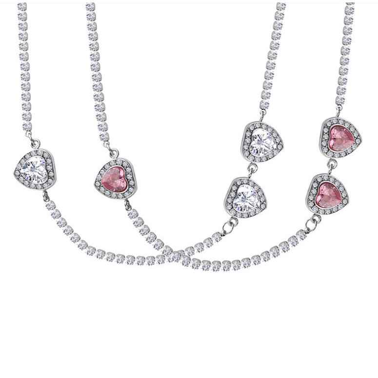 Dây Chuyền Nữ Dự Tiệc Đính Đá Zircon Nhân Tạo Sang Trọng Titan Ko Đen TT4544