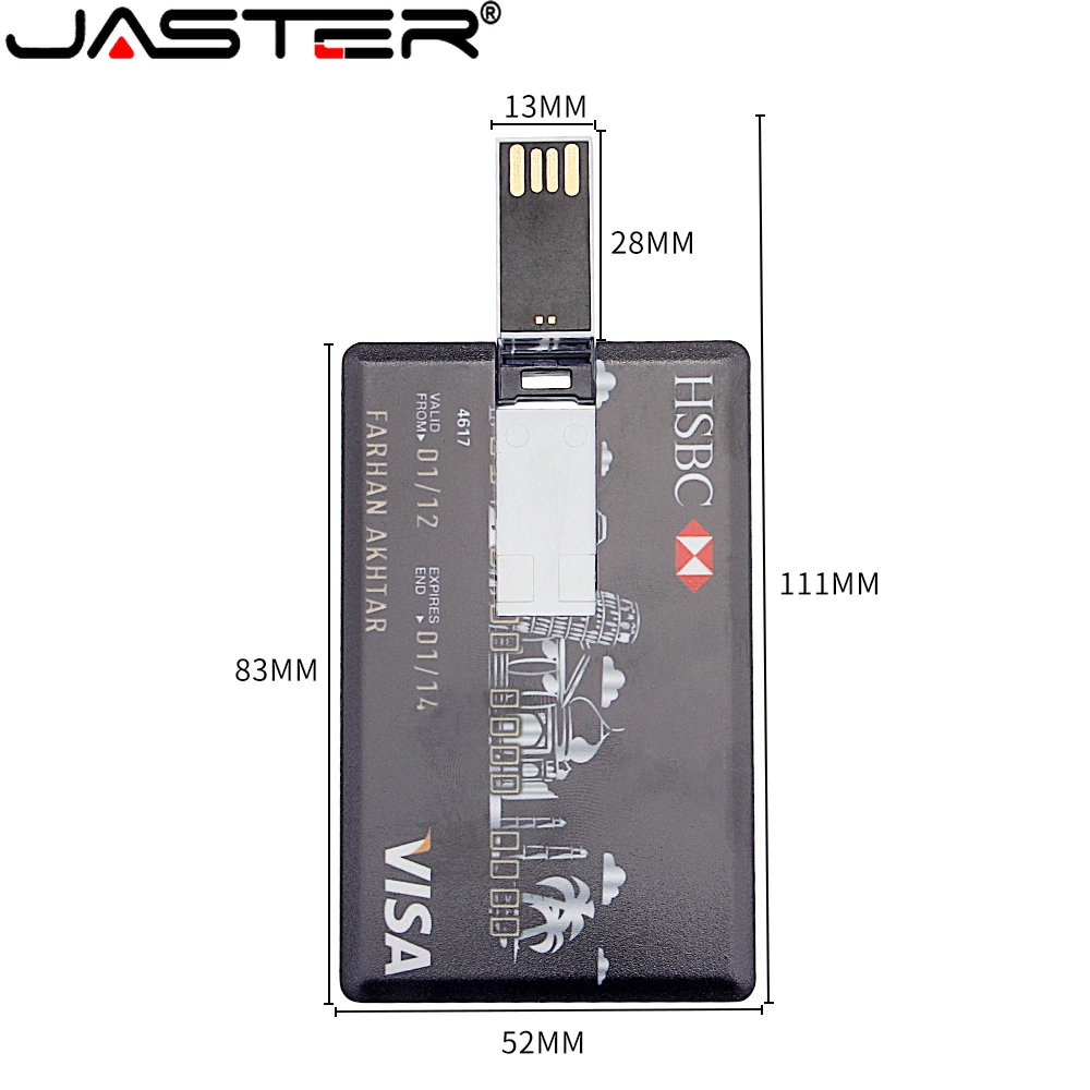 Mô hình thẻ ngân hàng jaster ổ đĩa flash usb 64gb nhựa usb 2.0 thẻ nhớ 32gb ổ bút có thể xoay 16gb quà tặng sáng tạo u đĩa 8gb mặt dây chuyền chống nước 4gb