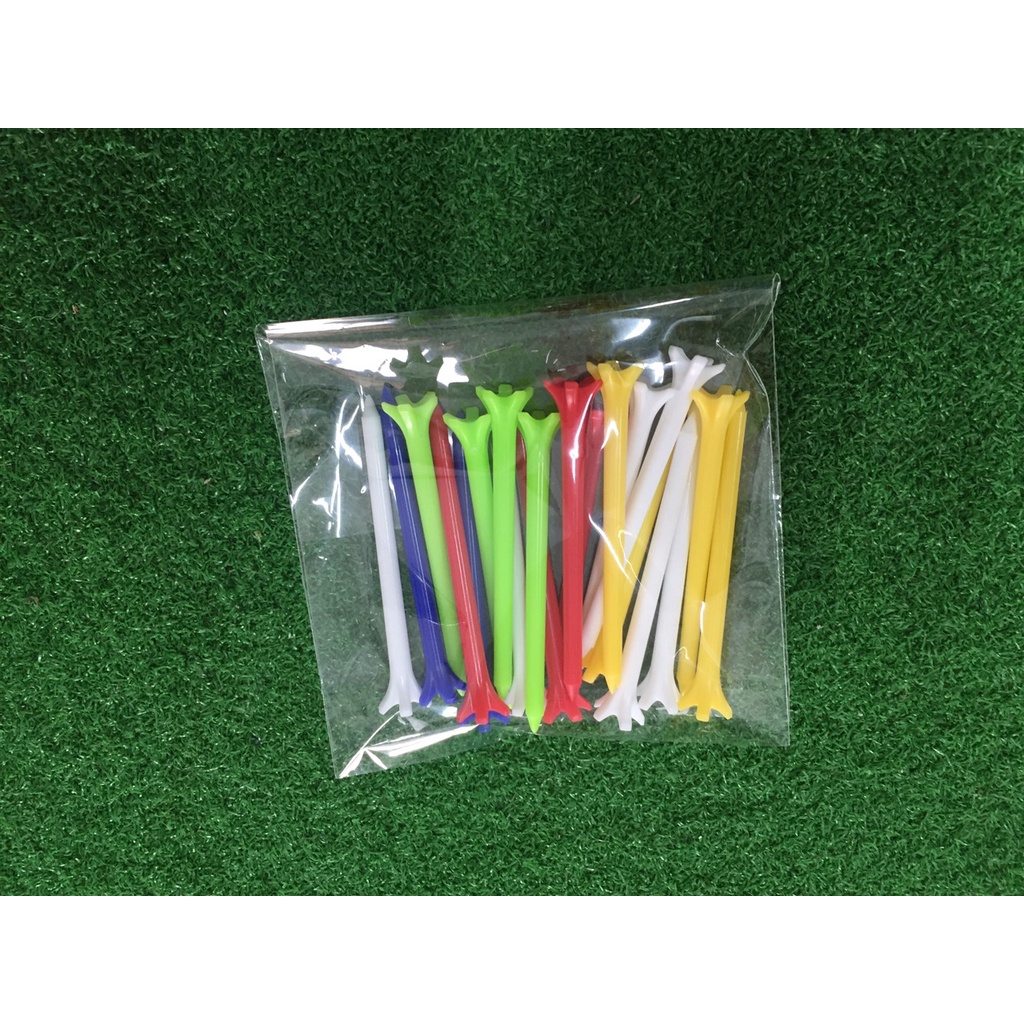 Set 20 cái tee golf nhựa dài 7cm, tee nhựa đỡ bóng golf, ti chơi gôn nhiều màu siêu bền, trụ đỡ bóng gôn