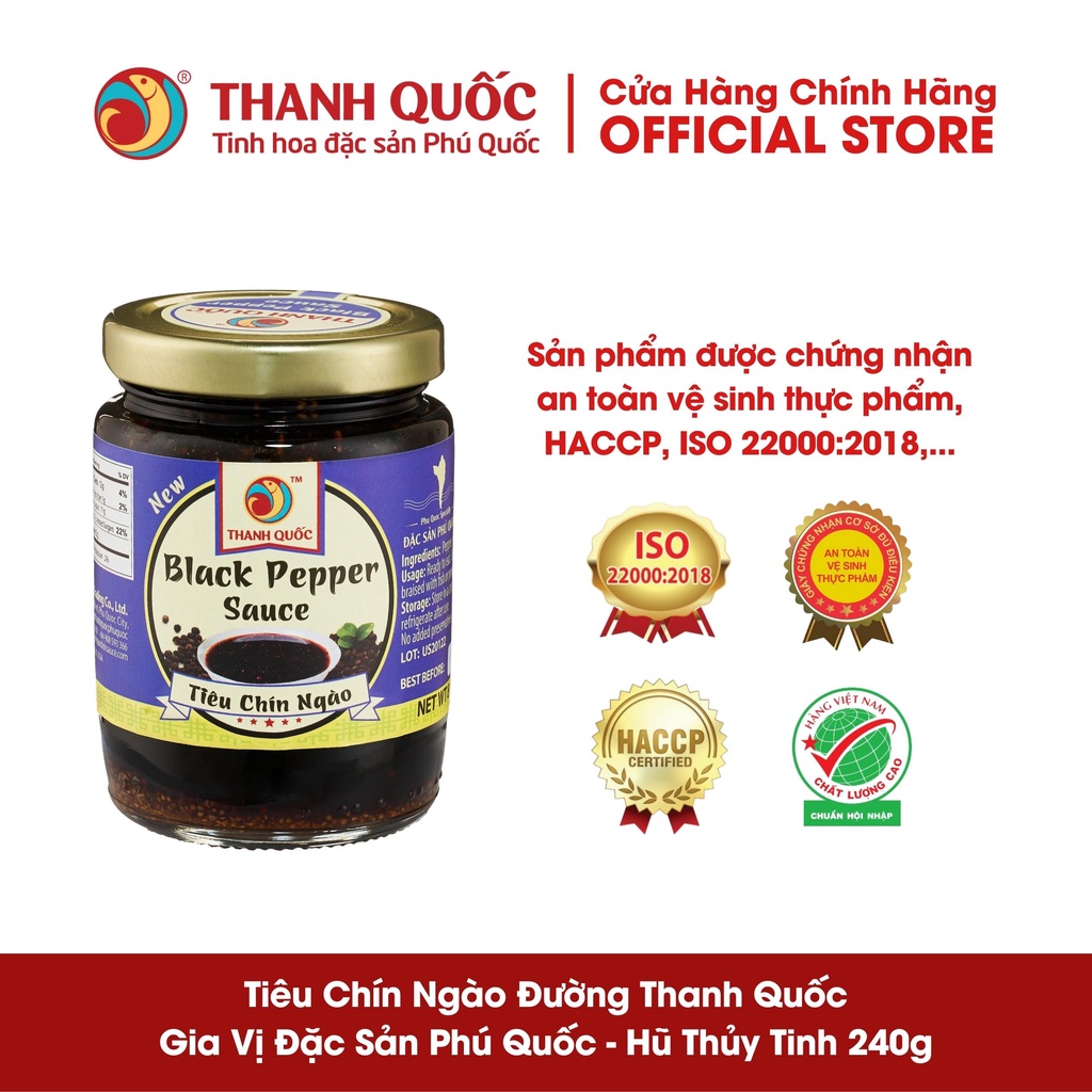 Tiêu chín ngào đường Phú Quốc Thanh Quốc, hũ thủy tinh 240g