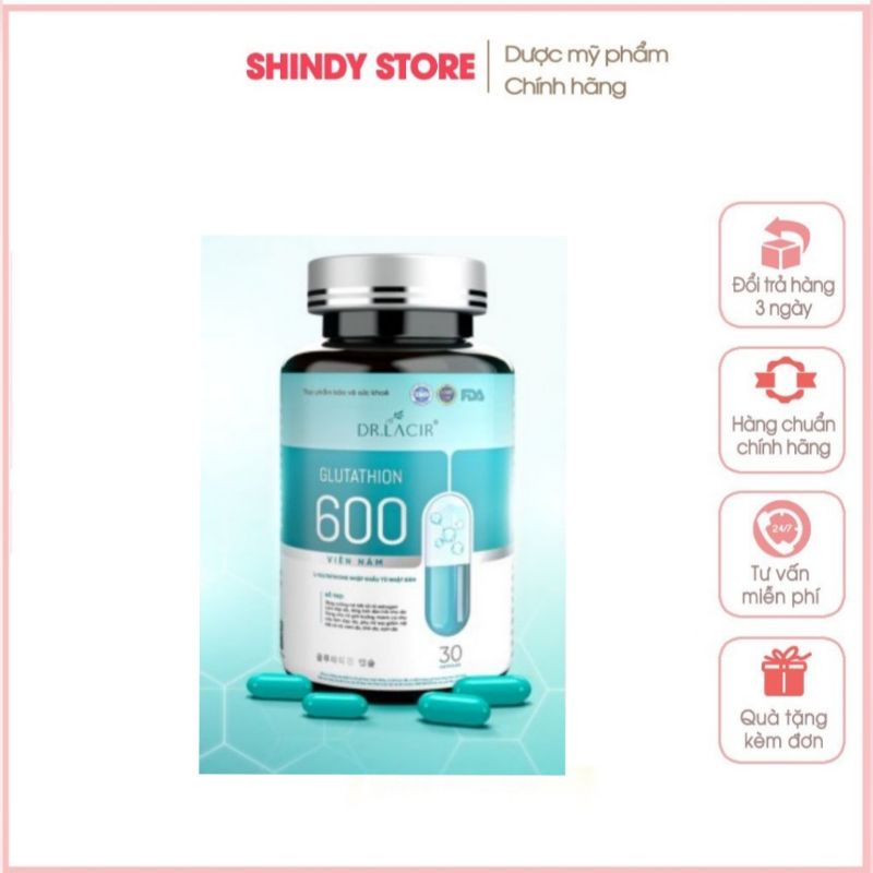 Viên uống Glutathione 600 Lamer Dr Lacir hộp 30 viên giúp giảm thâm nám