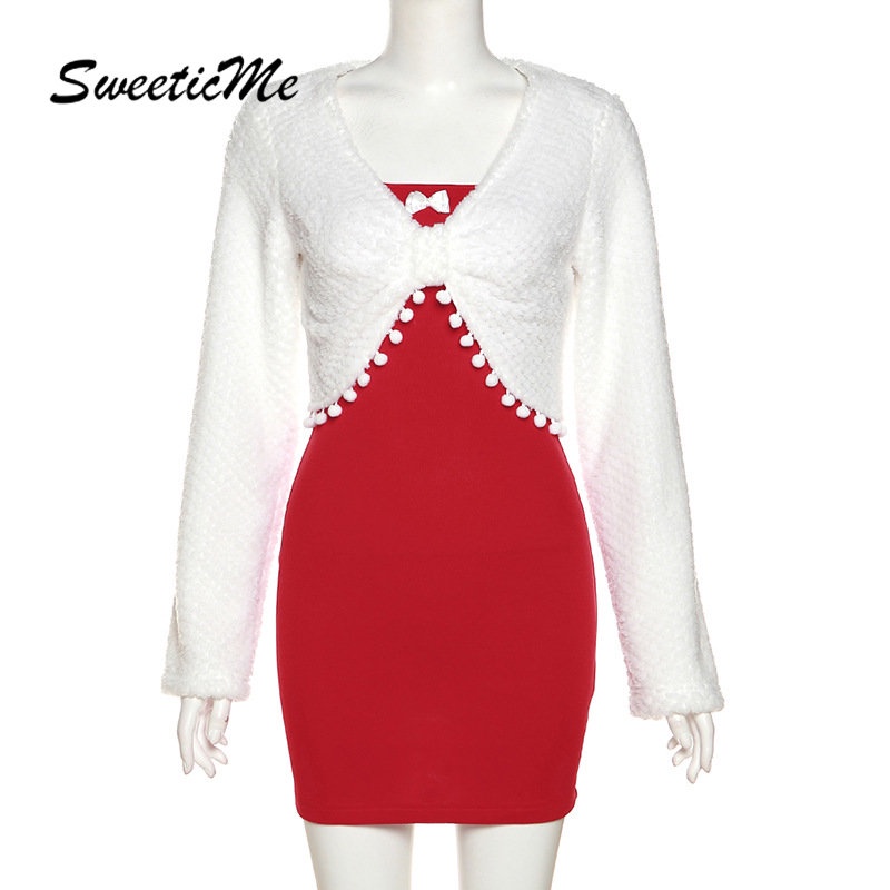 Đầm Dệt Kim Tay Dài Cổ Chữ V Dáng Ôm Thời Trang Mới 2023 Dành Cho Bạn Nữ