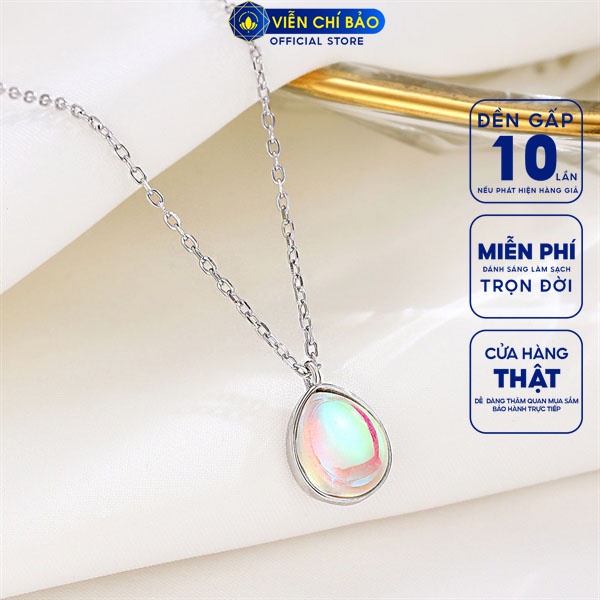 Dây chuyền giọt nước đá mặt trăng đơn giản chất liệu bạc 925 thời trang phụ kiện trang sức nữ Viễn Chí Bảo D400894