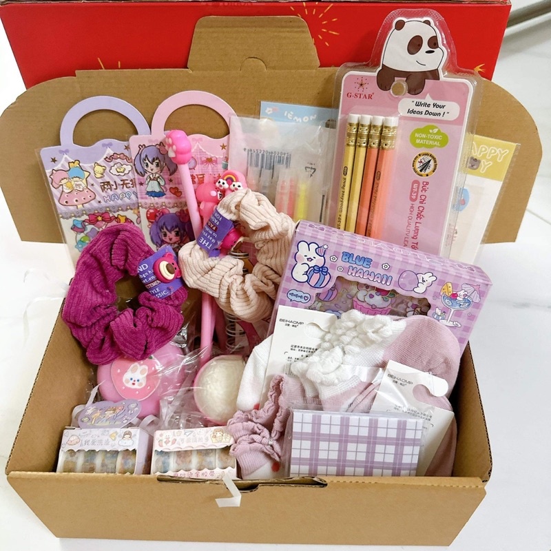 set quà sinh nhật tông hồng mix tím cute cho bé gái