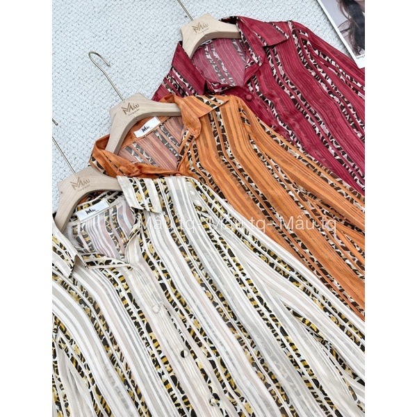 Áo sơmi hoạ tiết cúc bọc