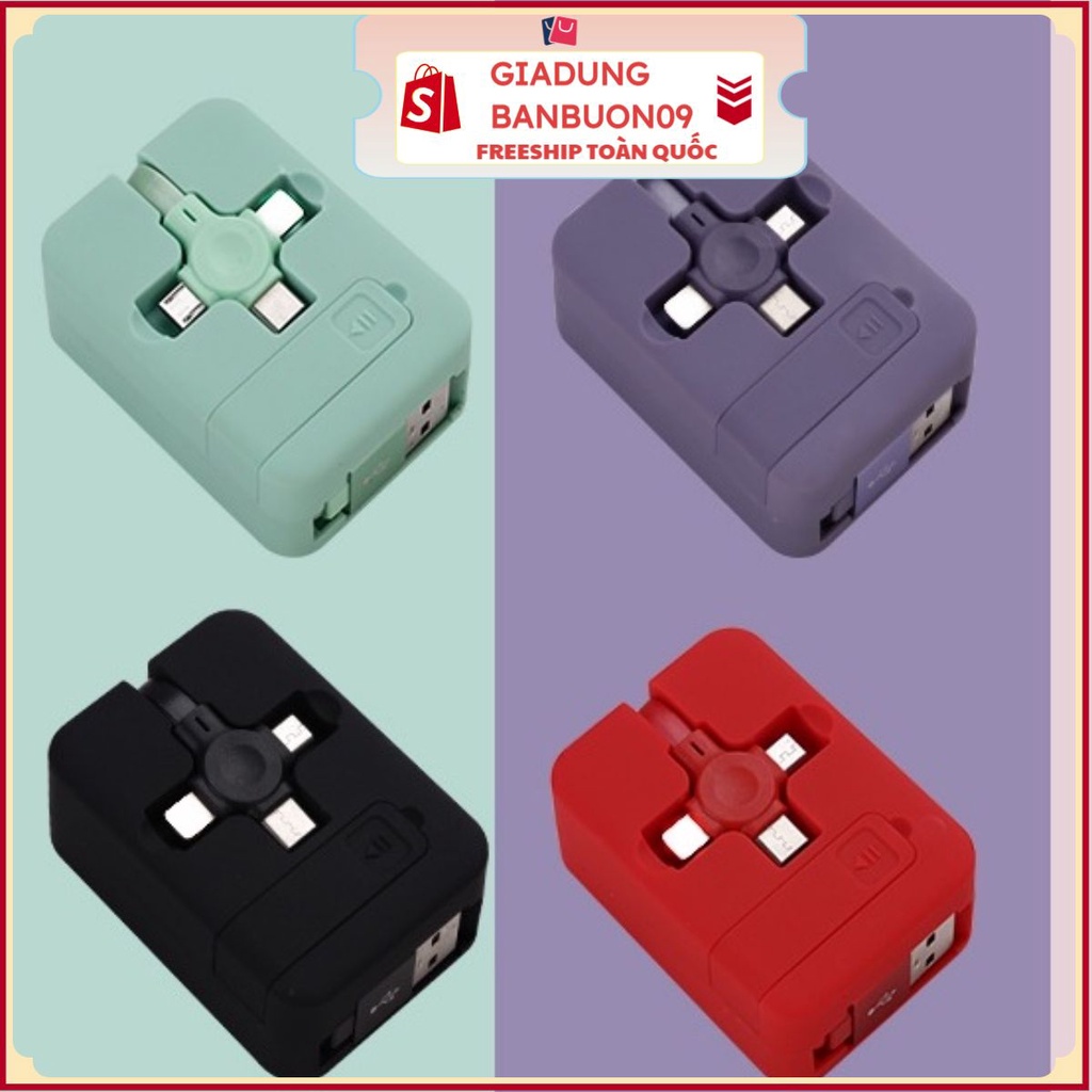 Cáp Đa Năng 3 Đầu Sạc Dây Rút 3 In 1 Sạc Nhanh