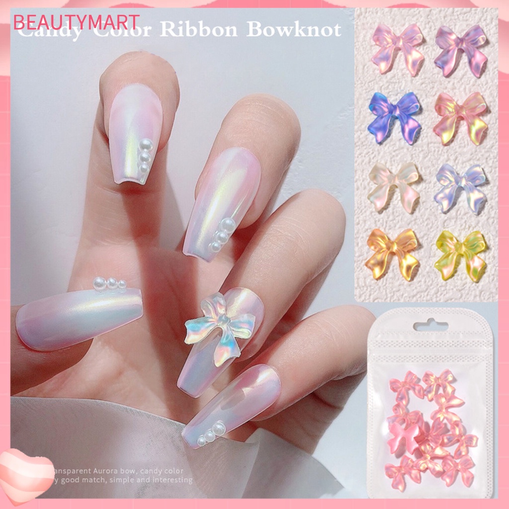 Set 10 Phụ Kiện Nơ Ruy Băng 3D Trang Trí Móng Nghệ Thuật Cho Nữ