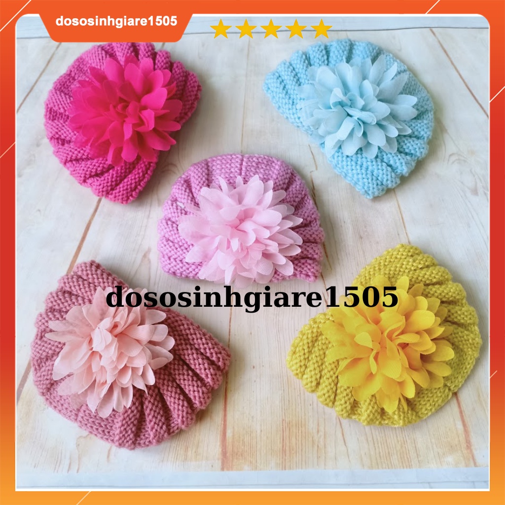 Nón Turban len đính hoa (mẫu 001) dễ thương cho bé gái dưới 5 tháng tuổi (được lựa màu) / Mũ Ấn Độ trẻ em