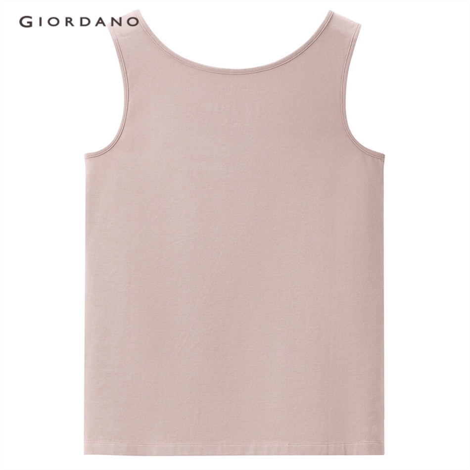Áo tank top GIORDANO 05323250 co giãn cổ tròn ôm vừa vặn màu trơn dành cho nữ