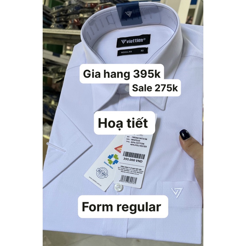 Áo Sơ mi trắng Việt tiến ngắn tay( Họa tiết) giá mác 395K Sale còn 275K