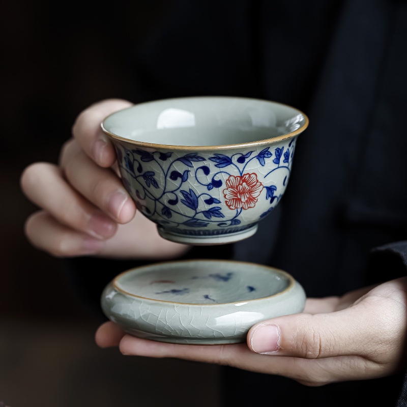 Gác Nắp Ấm Trà, Ấm Tử Sa, Đế Kê Lót Chén bằng Sứ Cảnh Đức Trấn