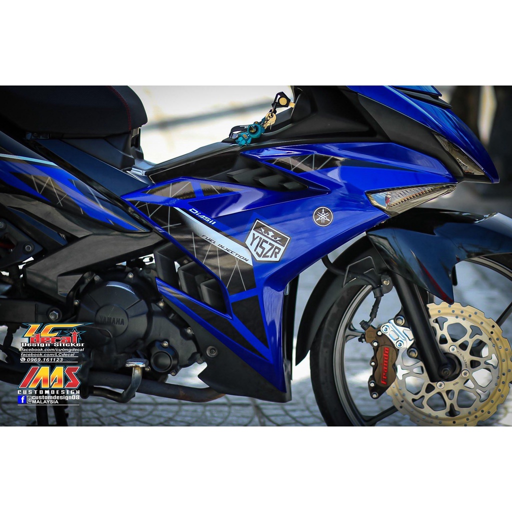 [FreeShip] Tem Decal Rời mẫu Y15ZR cho Exciter 150 xanh Gp đen - tem cao cấp không bay màu