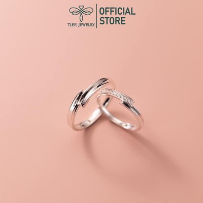 Nhẫn đôi bạc TLEE mẫu đeo nam nữ bạc 925 thanh chéo cá tính TLEE JEWELRY ND0118