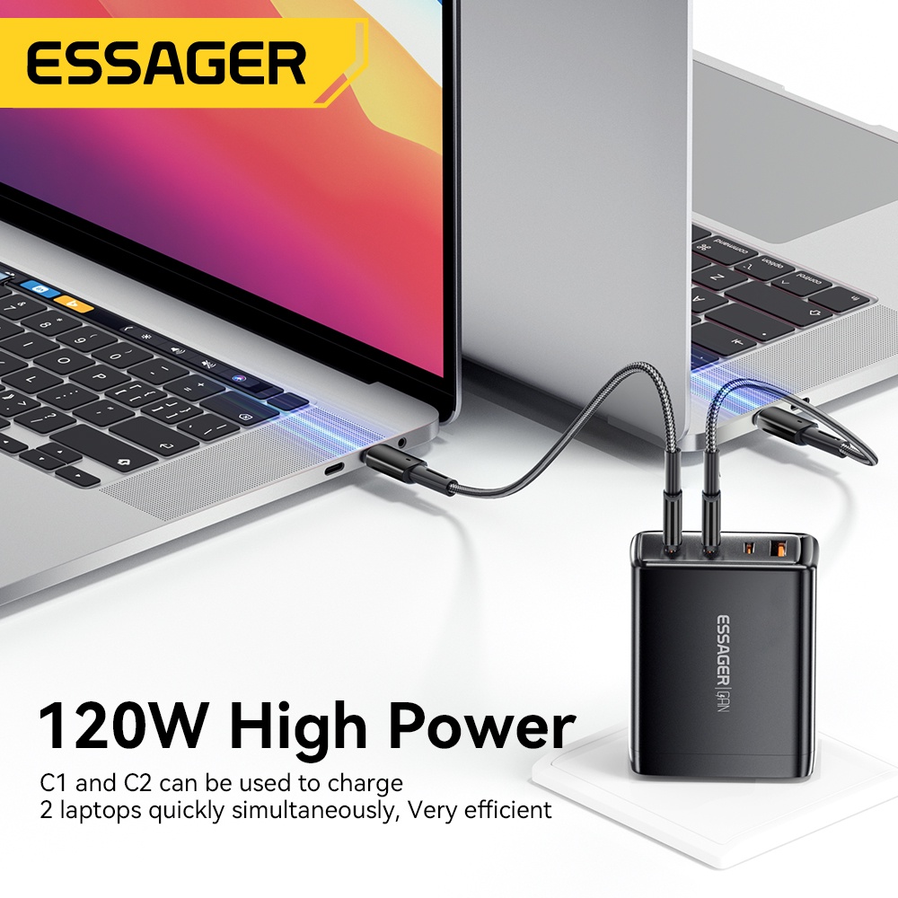 Cốc Sạc Nhanh Essager 100W / 120W GaN Cổng USB Type C Cho Máy Tính Bảng Samsung Huawei