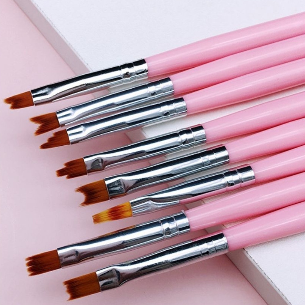 Bộ cọ vẽ móng tay nail 8 cây , Cọ vẽ hoa cúc trang trí móng nail sét cao cấp