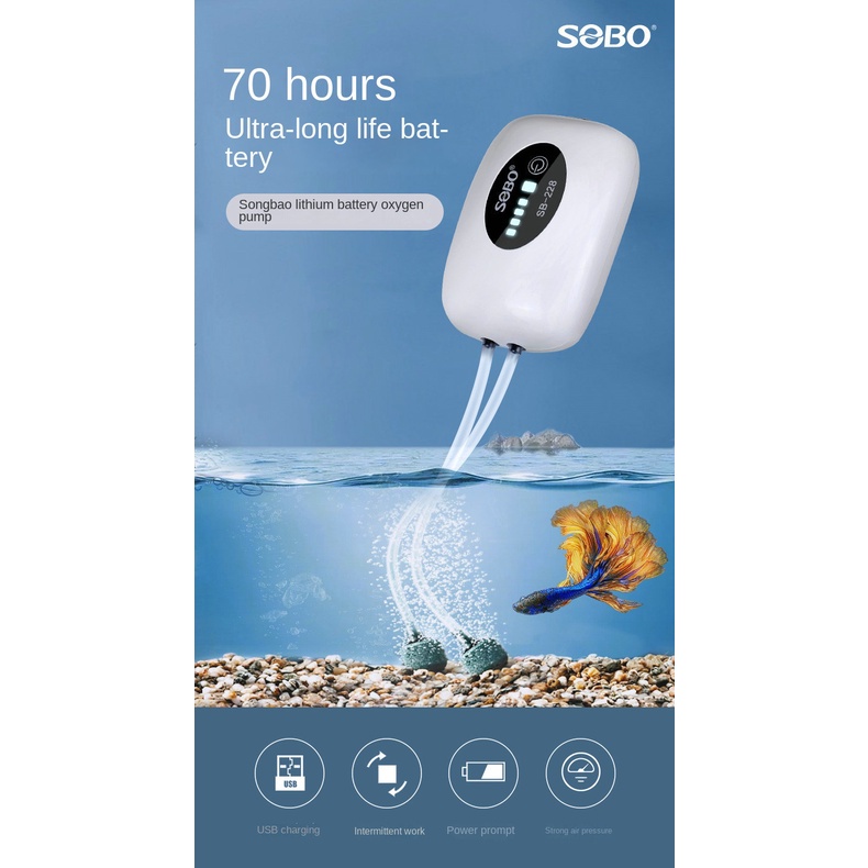 Máy Bơm Oxy Siêu Êm Sạc Pin Bằng Cổng USB Sử Dụng Kép Tiện Lợi